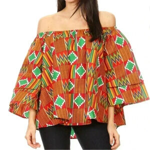 Advance Apparel women off shoulders colorful bell wide tops  size Medium- Large